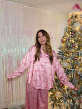 Pink Peppermint Satin PJ Set