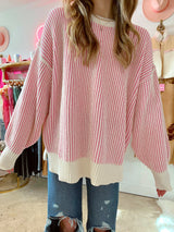It Girl Pink Striped Sweater