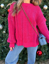 Merry & Bright Red Chenille Sweater