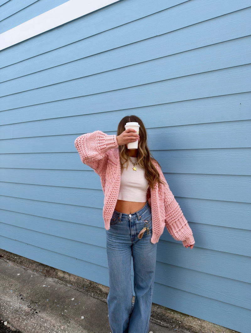 The Winter Knit Cardigan - Pink