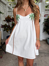 Keep Palms Linen Embroidered Dress