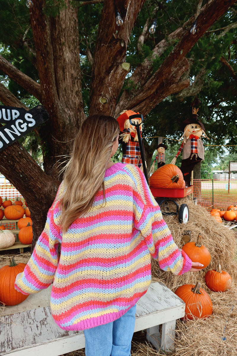 Falling For You Multi Colored Striped Cardigan