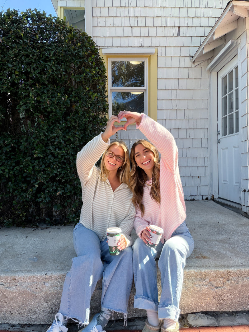 Sunhoney Girl Cardigan - Cream Stripe