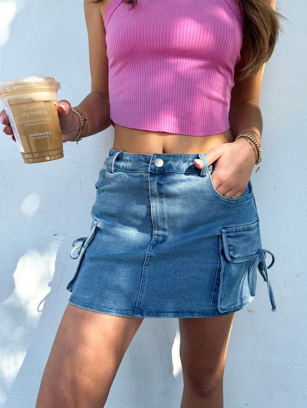 Main Character Denim Mini Skirt