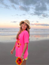 Sunhoney Hibsicus Punch Tshirt - Neon Pink