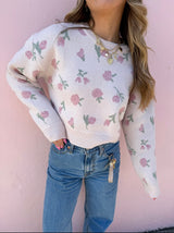 Hopeless Romantic Crop Floral Sweater