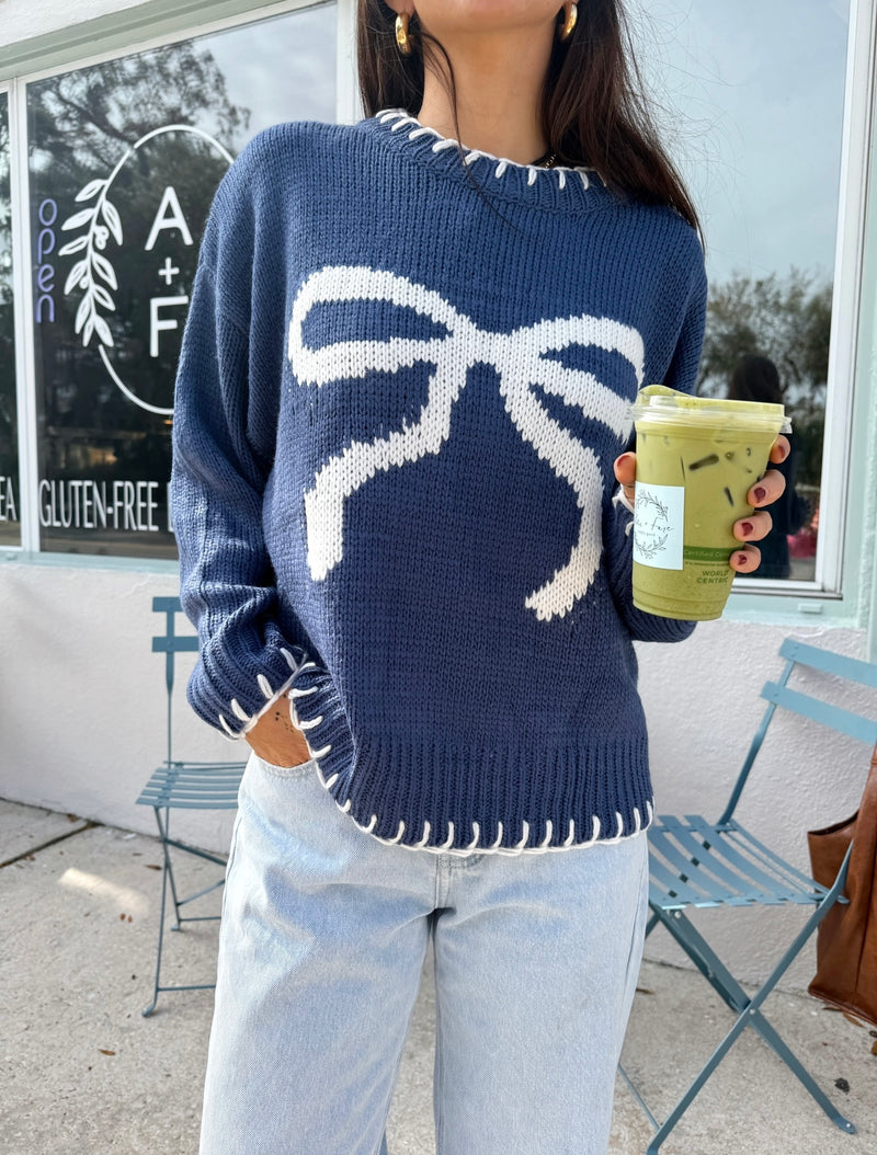 Sealed With A Bow Sweater - Navy