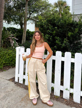 The Icon Cotton Track Pant - Cream/Yellow