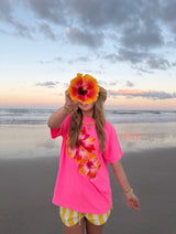 Sunhoney Hibsicus Punch Tshirt - Neon Pink