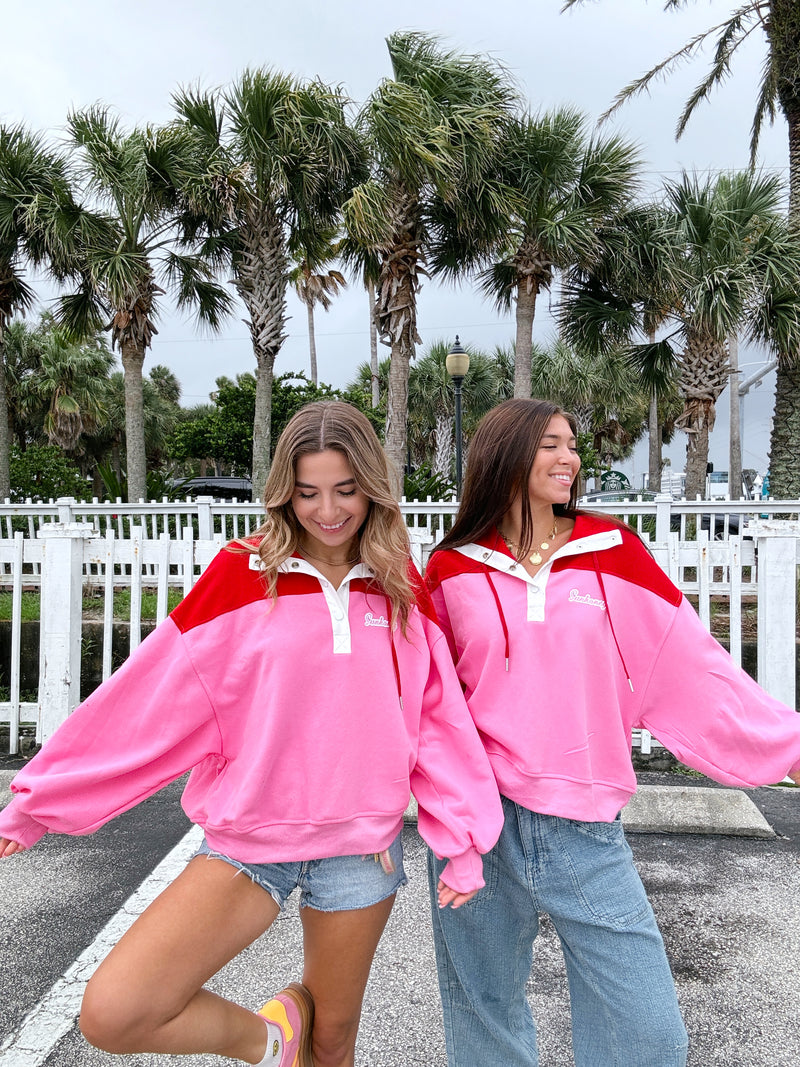 Sunhoney Colorblock Sweatshirt - Pink/Red