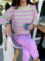 Strawberry Matcha Striped Sweater