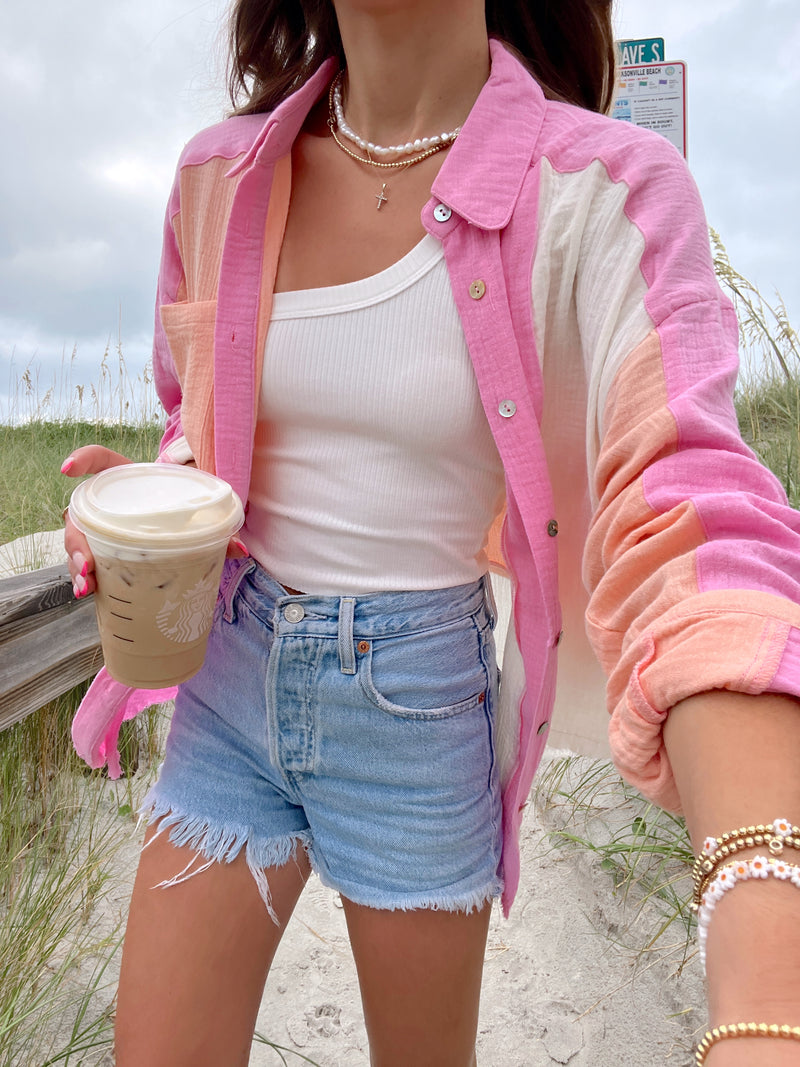 Pink Obsession Colorblock Cotton Top
