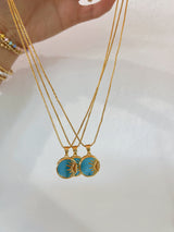Sun Ray Gold Filled Necklace - Aqua
