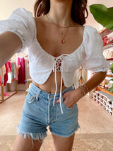 One and Only Eyelet Crop Top - White