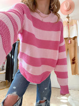 Pink Peppermint Striped Sweater