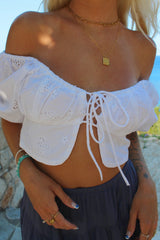 One and Only Eyelet Crop Top - White