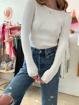 Layer Up Ribbed Long Sleeve - White