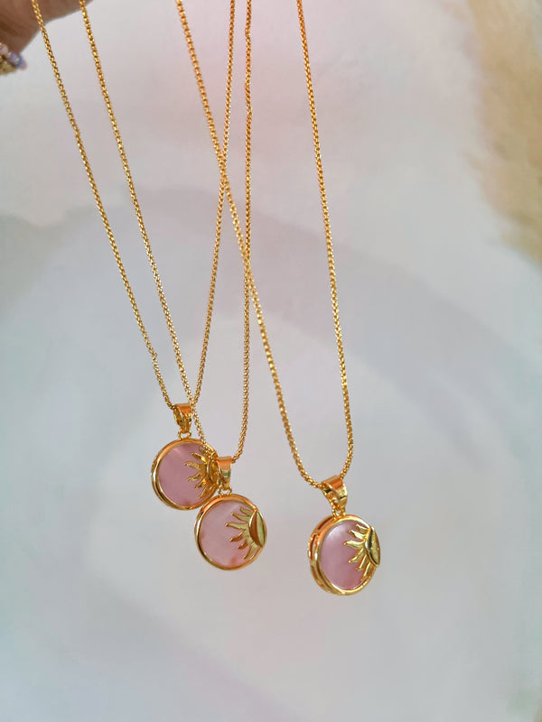 Sun Ray Gold-Filled Necklace in Pink  on