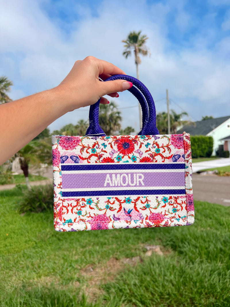 Amour Floral Tote Bag - Lilac