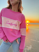 Sunhoney Fuchsia Embroidered Colorblock Sweatshirt