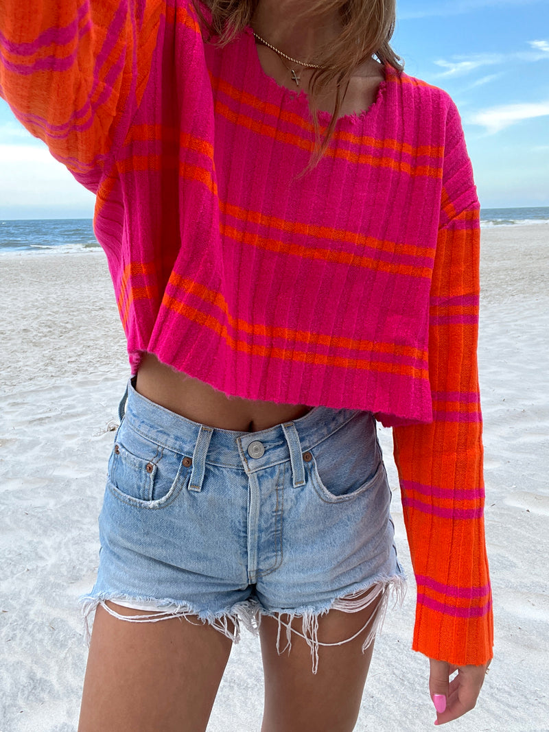 Sherbet Striped Pink/Orange Sweater