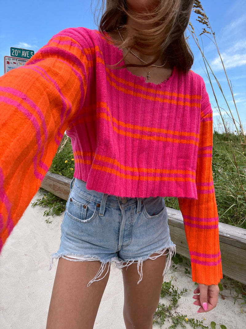 Sherbet Striped Pink/Orange Sweater