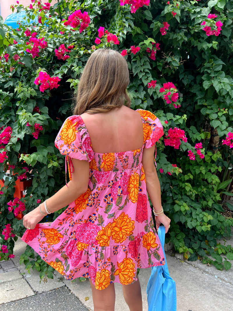 Tropical Punch Pink Babydoll Dress
