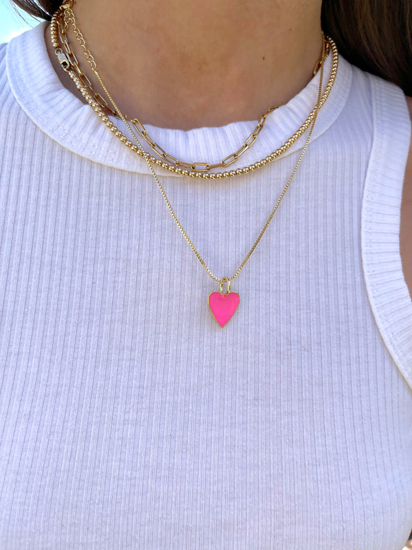 womens pink heart necklace