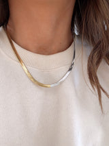 gold and silver herringbone necklace