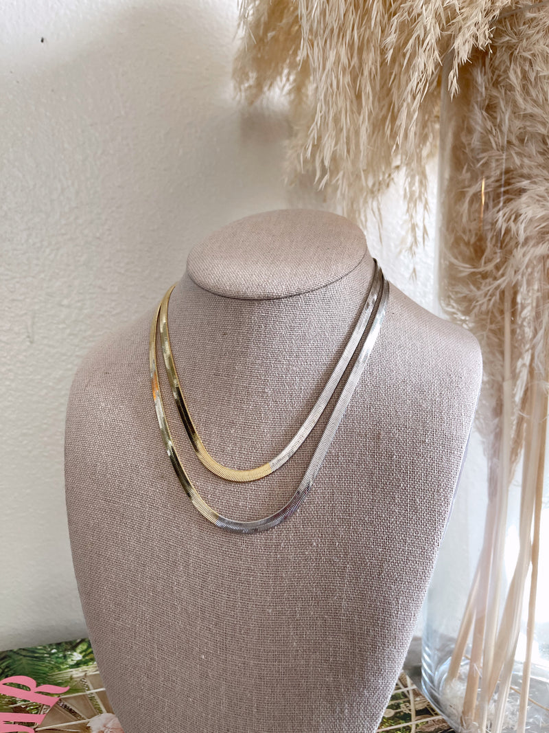 3mm Gold Herringbone Necklace – envived