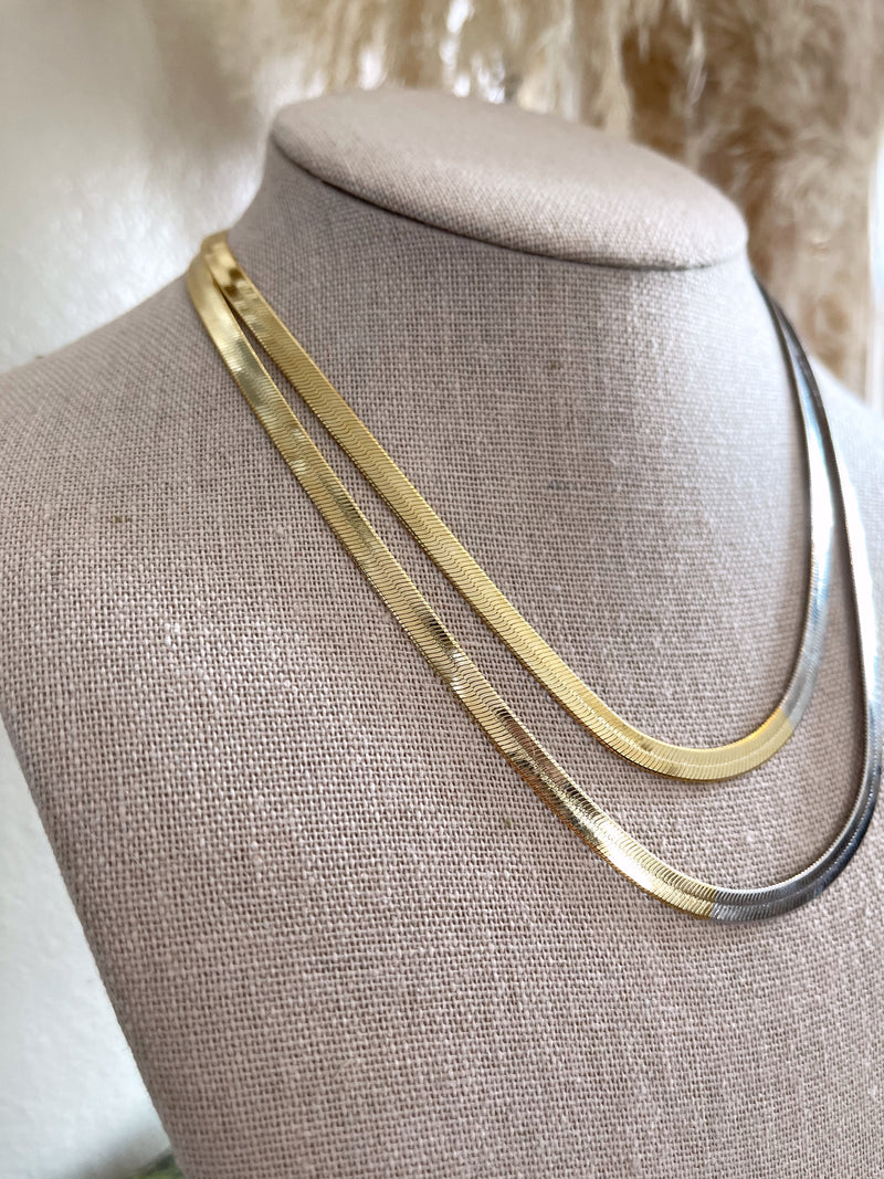 womens gold and silver together necklace