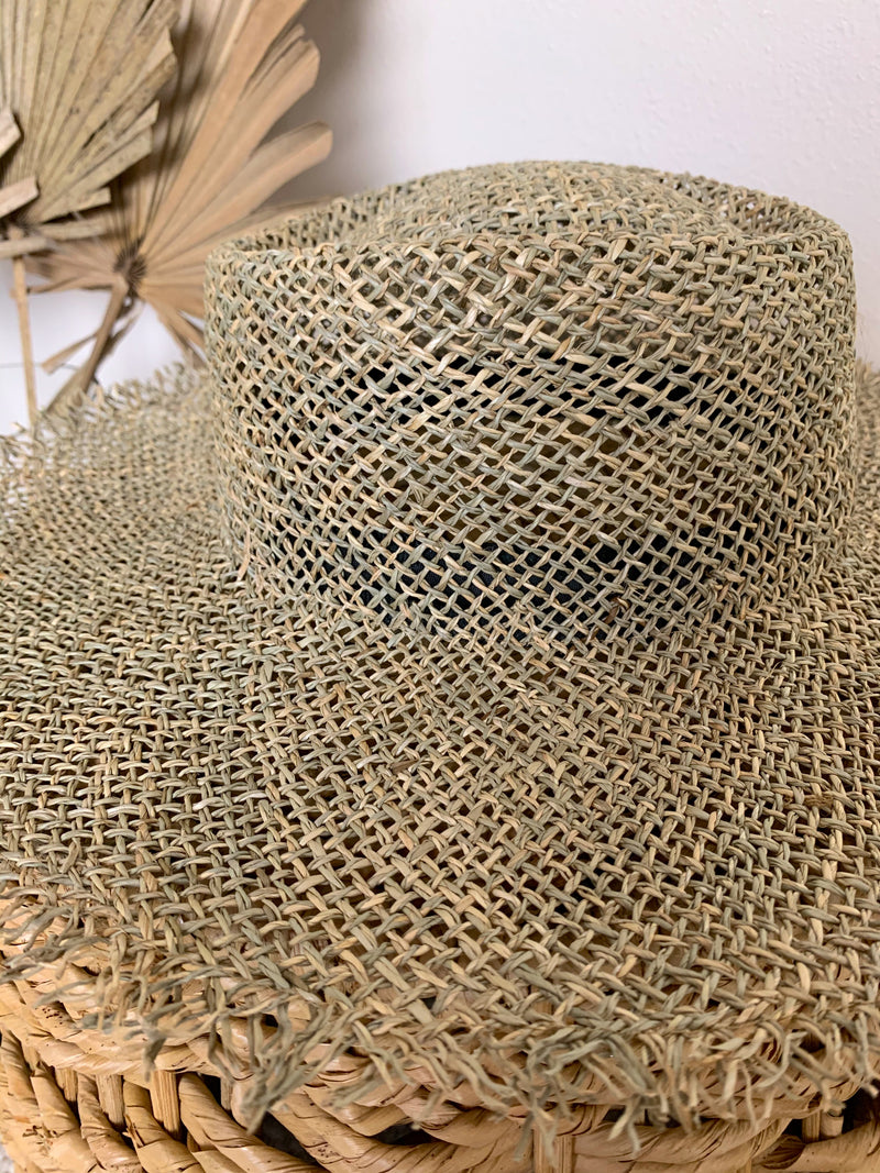 straw frayed hat