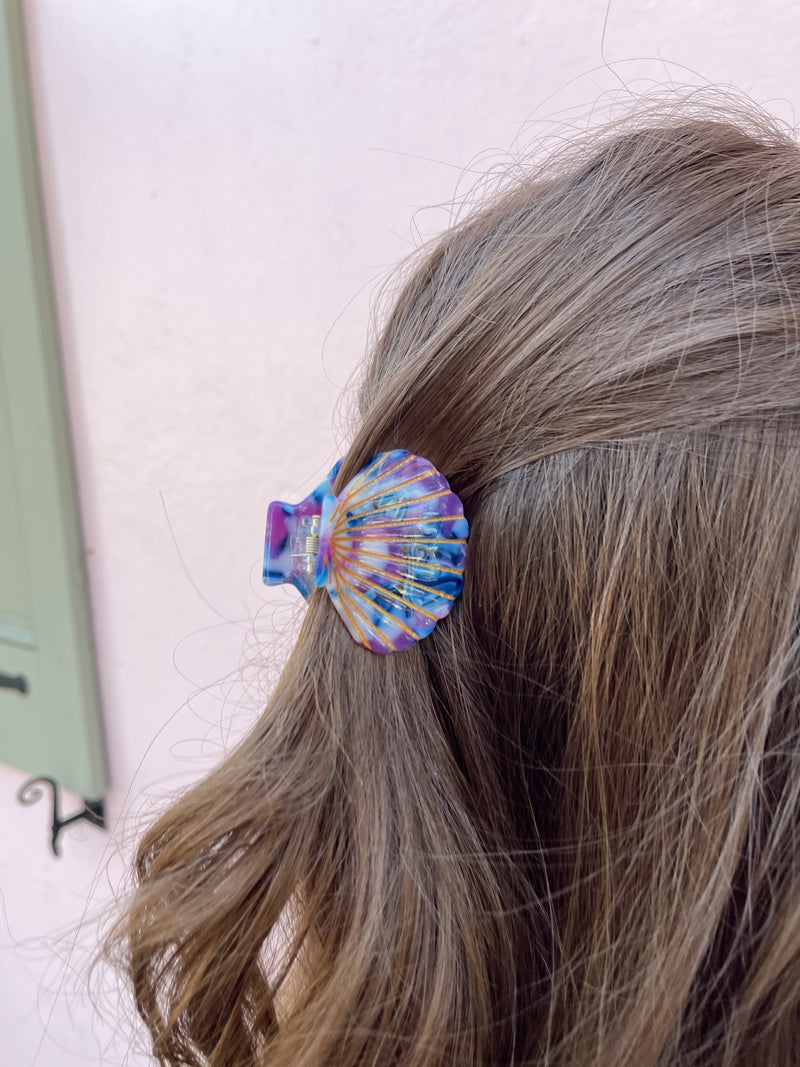 womens purple and blue seashell hair clip