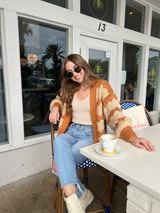Café Latte Stripe Sweater Cardigan