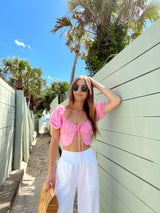 One and Only Eyelet Crop Top - Pink