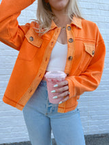Orange Sherbet Waffle Knit Shacket