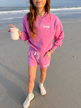 sunhoney pink lounge sweatshirt and sweatshorts set