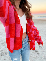 Check Me Out Red and Pink Cardigan