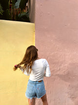 womens white long sleeve crop top for layering