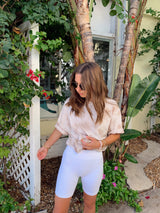 womens white biker shorts
