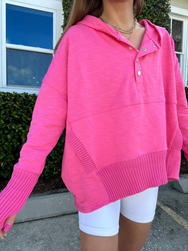 womens active pink snap hoodie